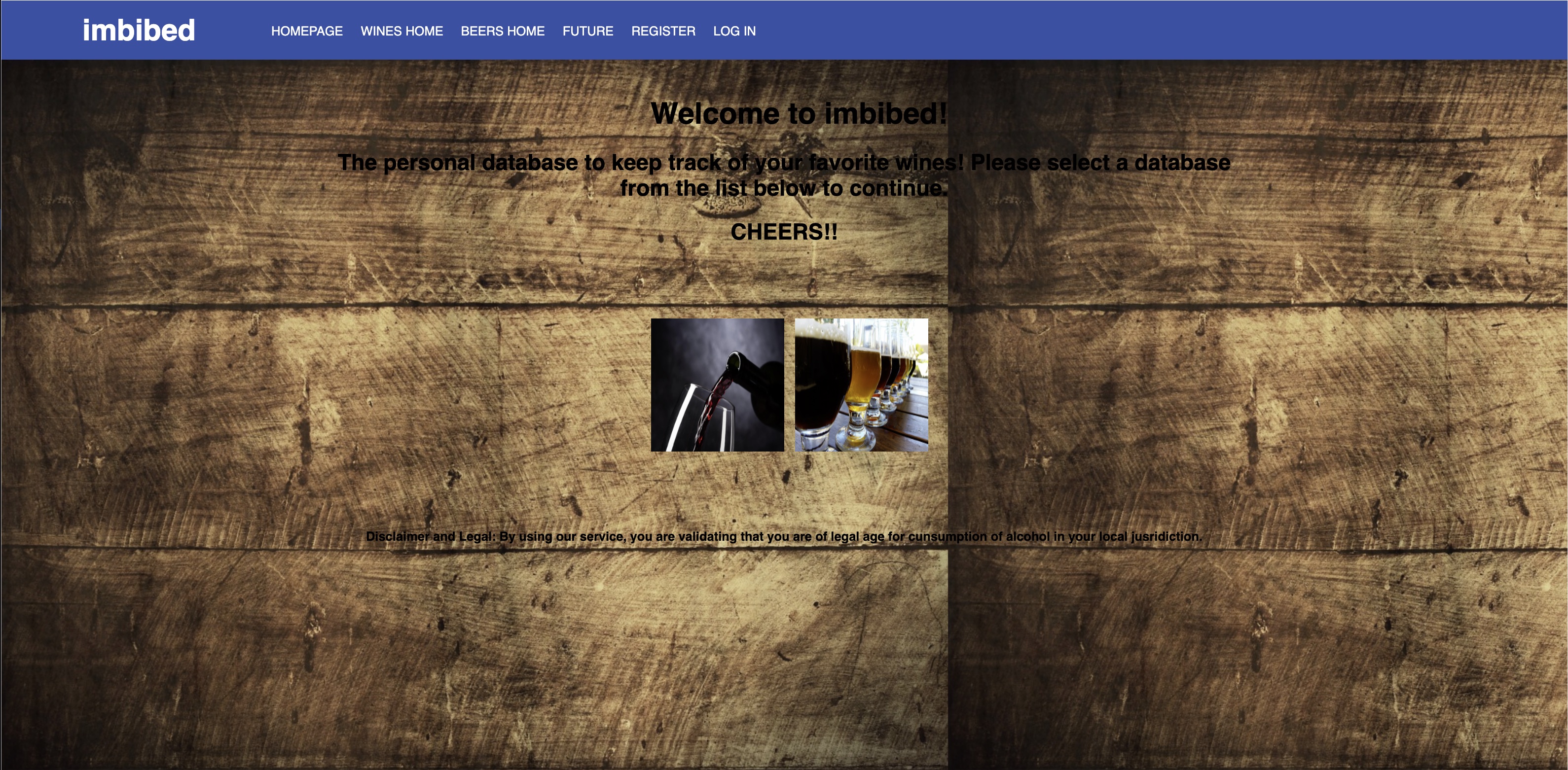 imbibed welcome page